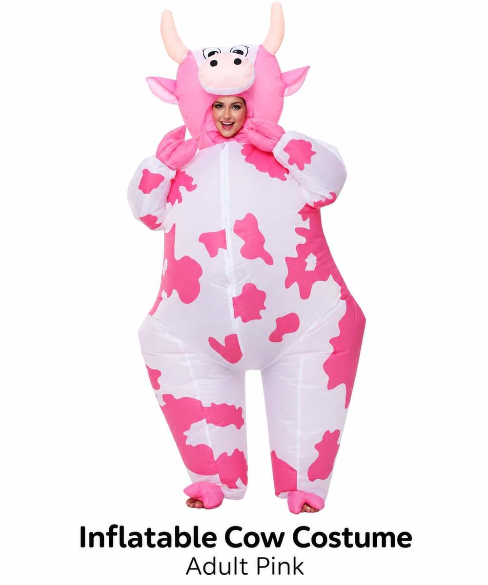 Women's Inflatable Pink Cow Costume Halloween Costume Adult Size